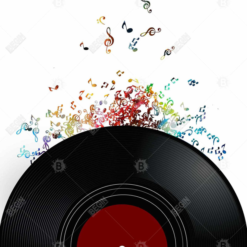 Notes Escaping from a Vinyl Record - Bedroom Object Canvas