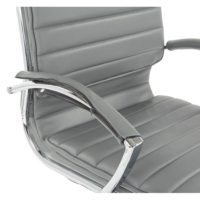 Mid Back Manager's Faux Leather Chair, Charcoal