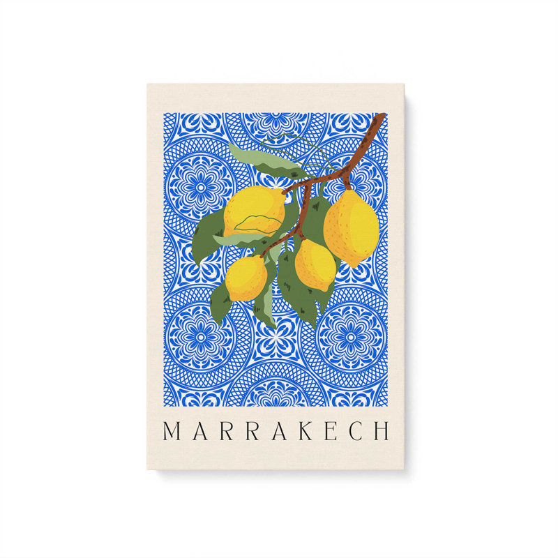 Toile tendue marocaine au charme citron, H 18 po x l 12 po
