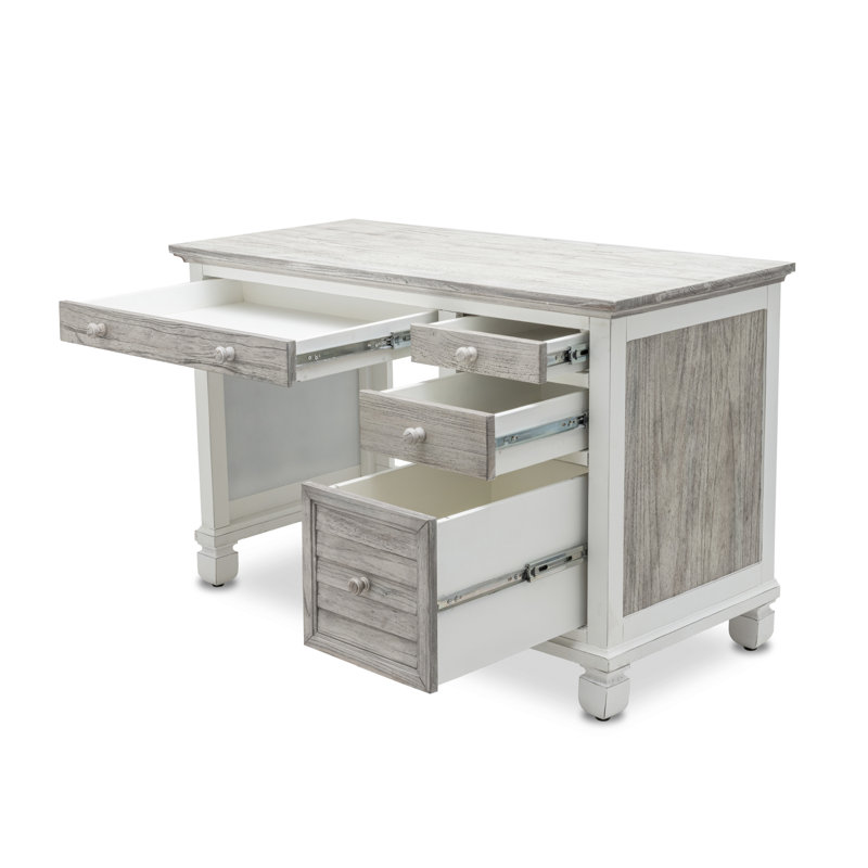 Ensemble de bureau et chaise - Finition gris pommelé et blanc