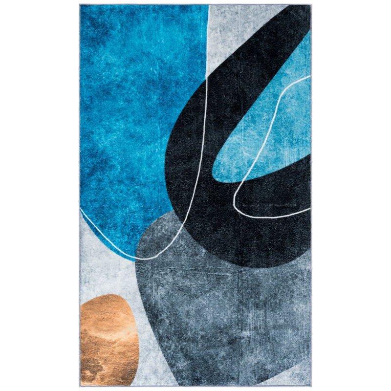 Tapis gris foncé / turquoise Josalina Monica 837, Rectangulaire 3 pi x 5 pi