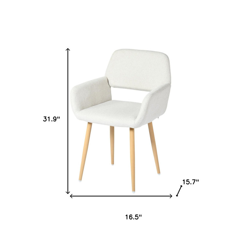Ensemble de deux chaises de salle à manger en acier et tissu beige et chêne