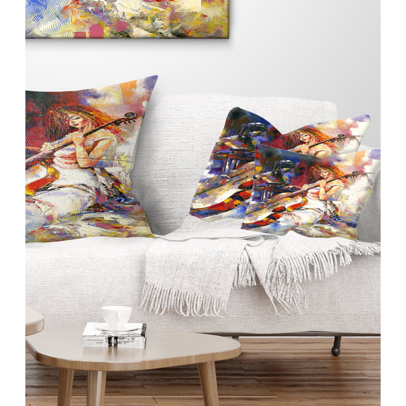 The Guitarists - Abstract Printed Throw Pillow