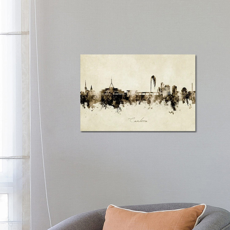 Canberra Australia Skyline Vintage by Michael Tompsett - Wrapped Canvas Gallery-Wrapped Canvas Giclée