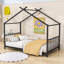 Lit plateforme simple en métal avec toit de maison-1257950220
