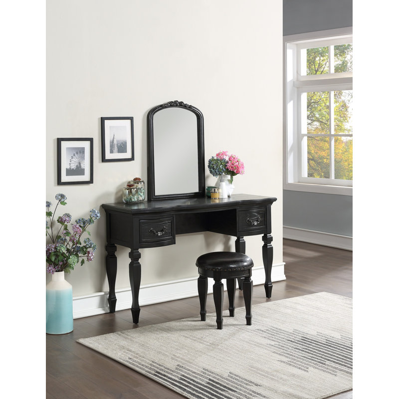 Ensemble de coiffeuse en bois, Noir