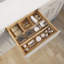 Meuble-lavabo à double cuve en bois massif l 72 po x P 22 po Capri II avec barre d'alimentation et prise USB, organisateur de tiroir, comptoir en quartz, dosseret assorti, lavabo encastré en céramique (gris chaud)-838984937