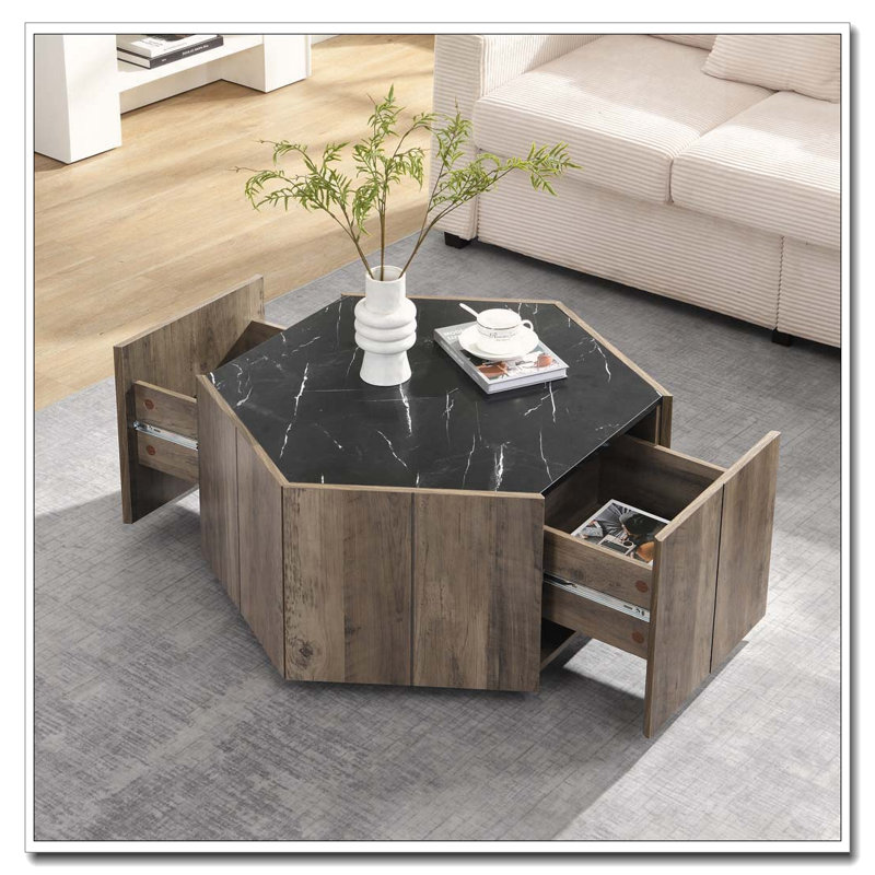 Table basse Retro, Noir, brun clair