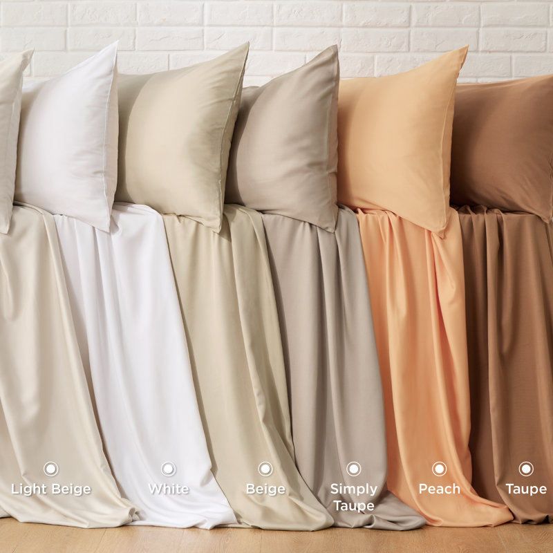 Ensemble de draps en rayonne de bambou Essential Collection, Ensemble de draps pour grand lit avec 2 taies d'or