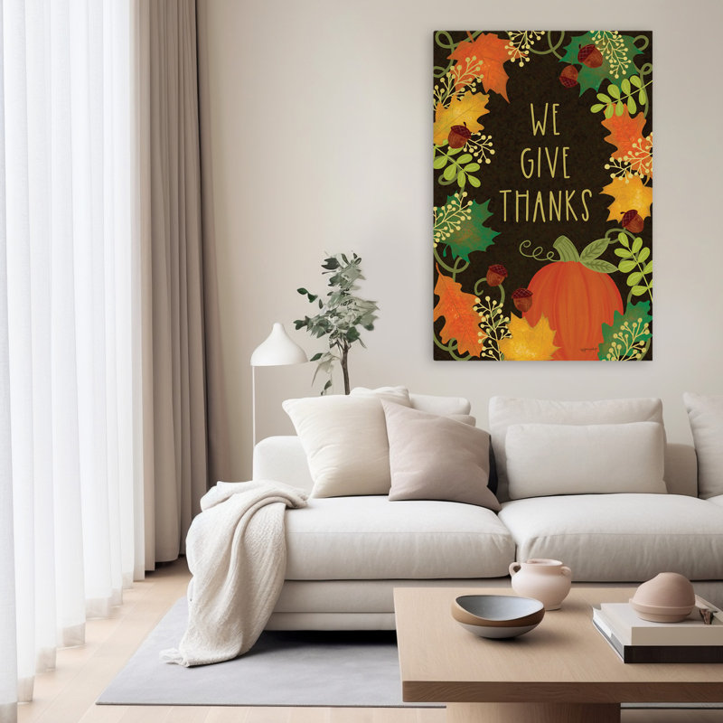 We We Thanks Thanks - Art contemporain avec feuilles de glands d'automne de l'Action de grâce, H 40 po x l 60 po