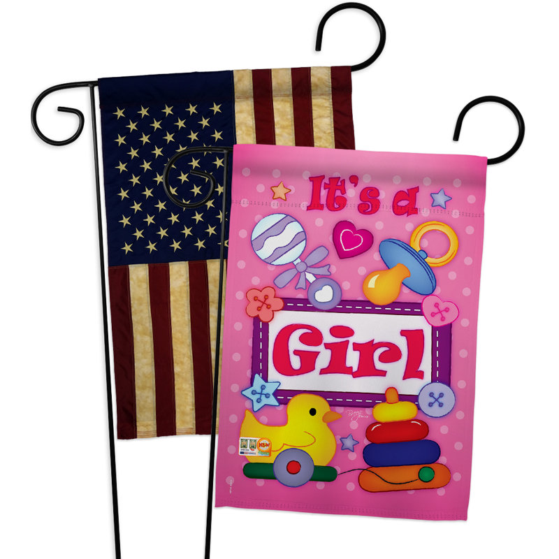 Petit polyester de couleur fille de bébé 19 po x l 13 po drapeau de jardin