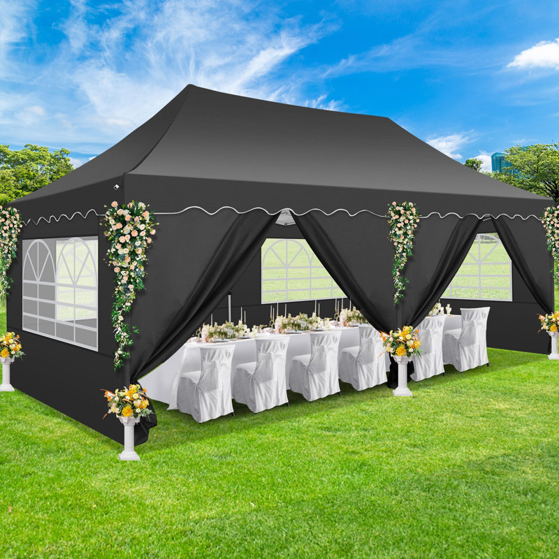 Pavilion With Side Walls, Waterproof Marquee, 3 X 6 M, Metal Event Shelter For Outdoor Use With Roll-Up Bag And 4 Weight Pockets, Uv 50+, Portable Marquee With Side Walls For Garden, Party, Market Stall