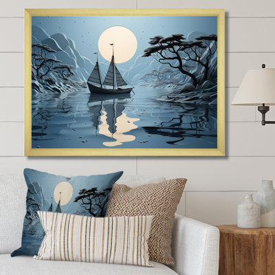 Collage de bateau bleu - impression