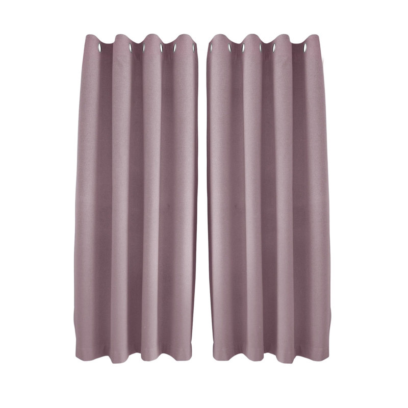 Linen Blend Blackout Curtain Panel Pair, Pink, 117cm Width x 137cm Drop