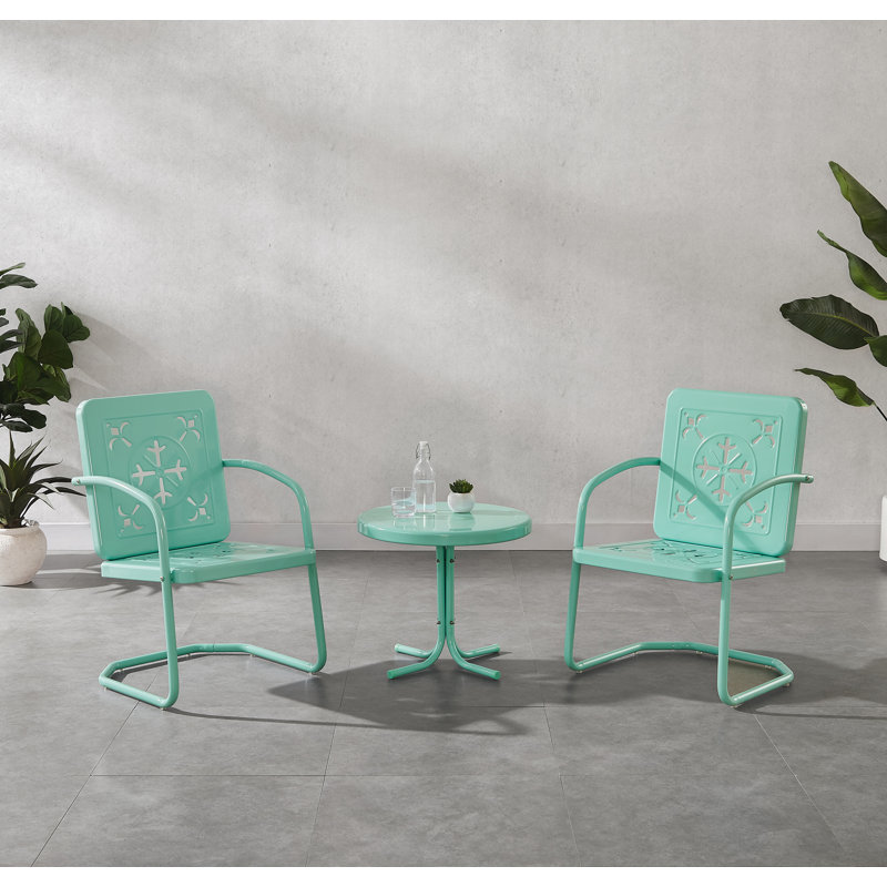 Dadi 3-piece Retro Outdoor Chair Set, Teal