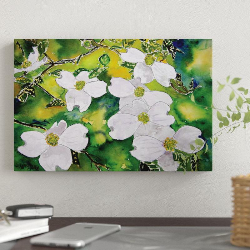 «Dogwood Tree Flowers», impression sur toile, H 12 po x l 18 po x P 1,5 po, Toile tendue, Pas de tapis