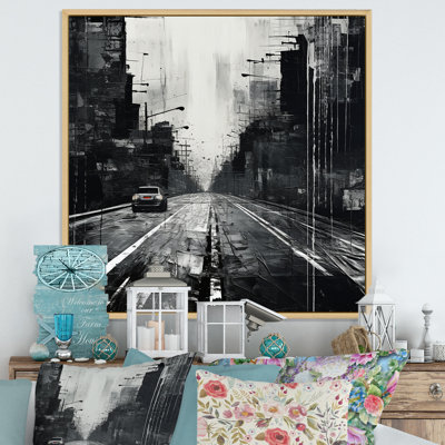 «Cityscape Road Expression I» sur fond noir et blanc