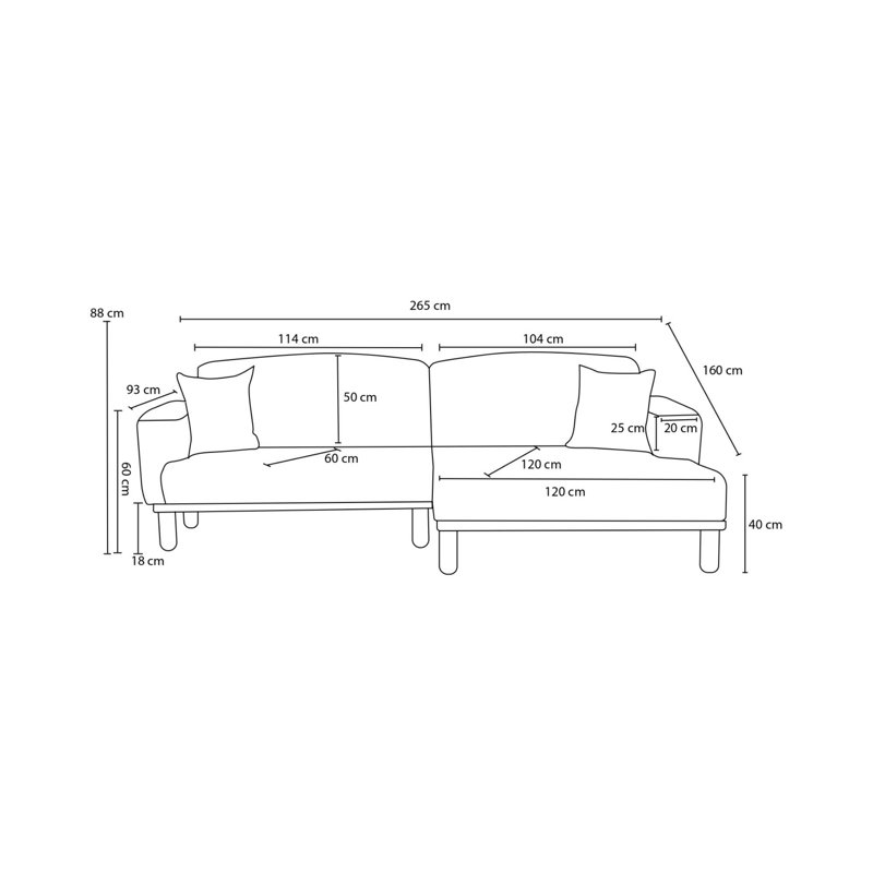 Corner Sofa, Right Hand Facing, Cream