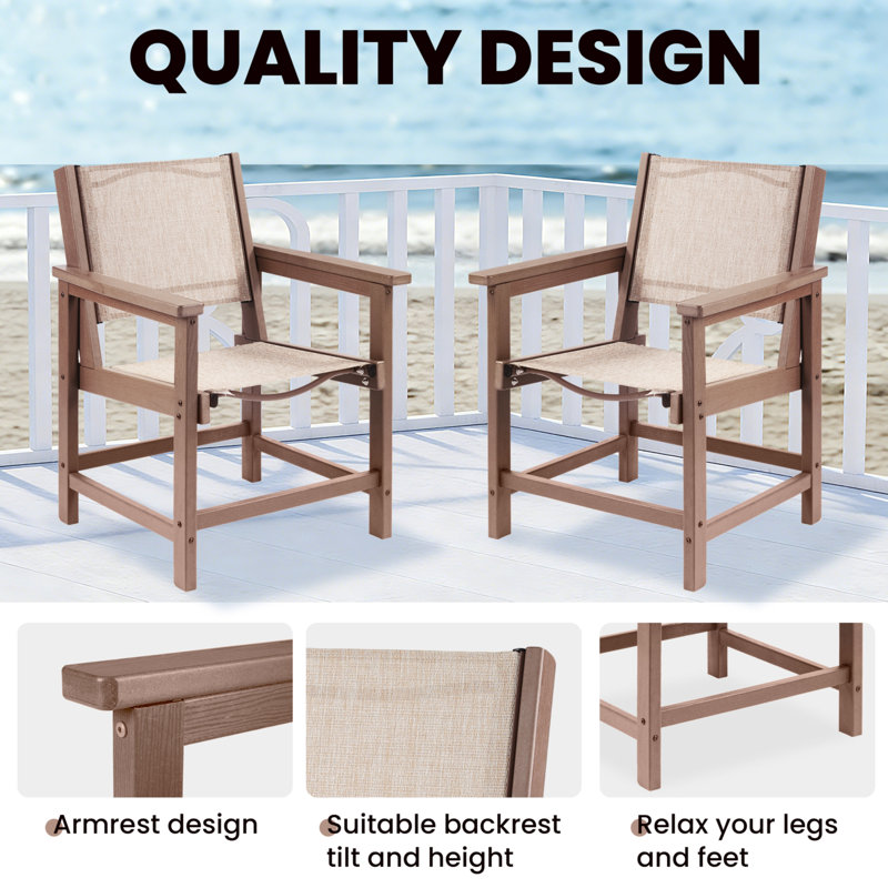 Chaise de salle à manger d'extérieur avec table d'appoint, brun, Brown