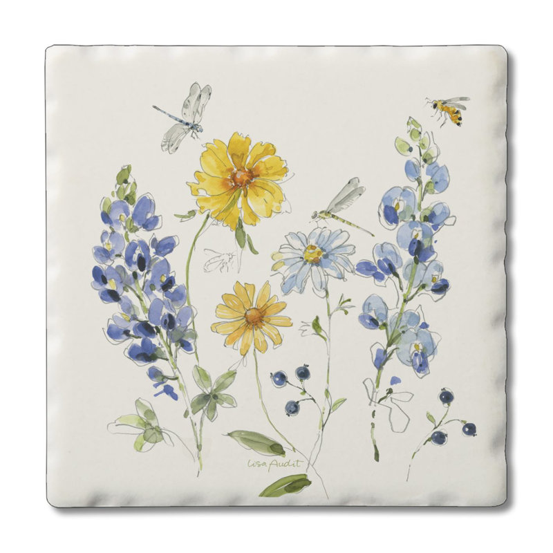 Lovely Blues 4-Pack Tumbled Tile Stone Coasters