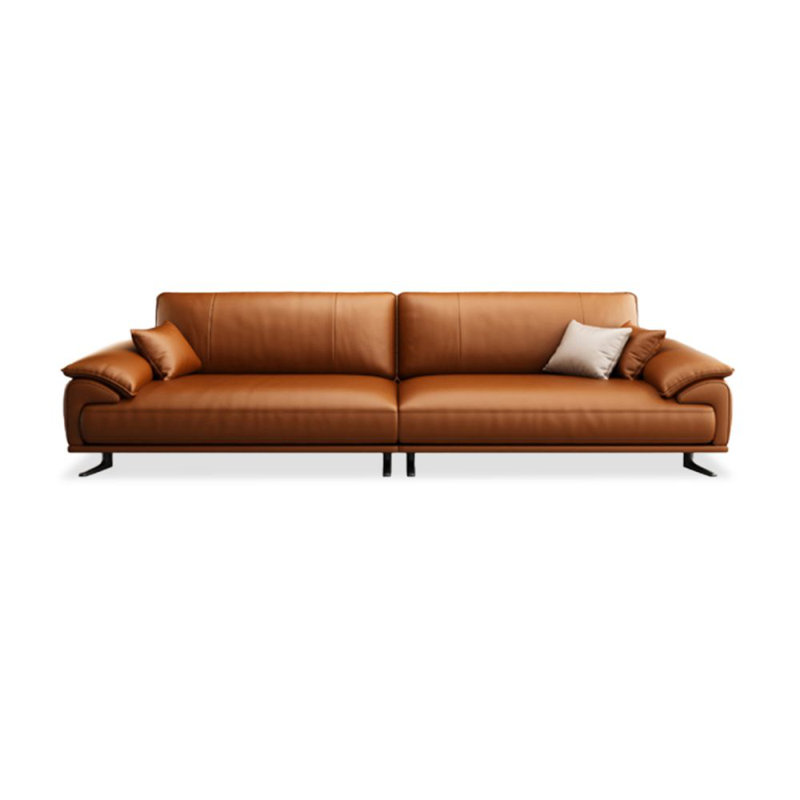 Canapé modulaire orange en cuir véritable, Orange, 4, H 33,46 po x l 110,24 po x P 34,65 po