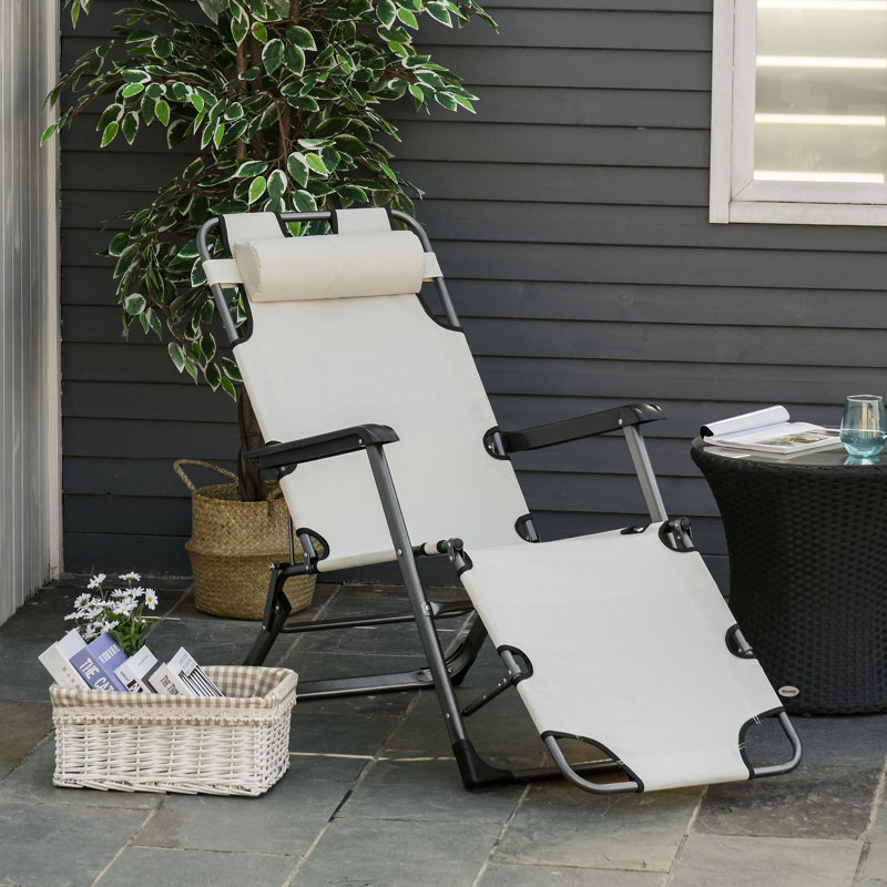 Chaise longue pliante pour l'extérieur Outsunny, Cream White