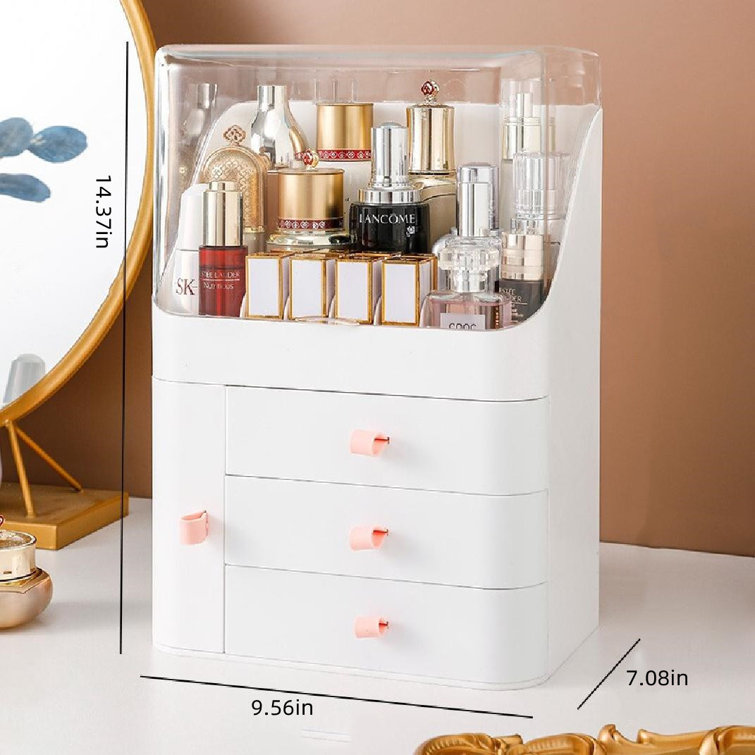 Makeup Organizer, Waterproof&Dustproof Cosmetic Organizer Box with Lid  Fully Open Makeup Display Boxes, Skincare Organizers Makeup Caddy Holder  for Bathroom, Dresser, Countertop Bedroom 