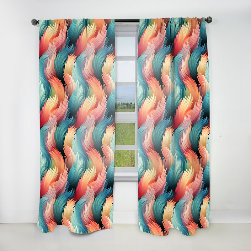 Multicolore couleur douce vague rayée I - Rideau rayé - Rideau rayé obscurcissant - 1 panneaux, L 52 po x L 108 po
