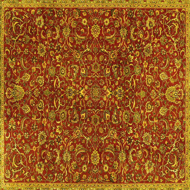 Tapis traditionnels jaunes 4292, Carré 3 pi