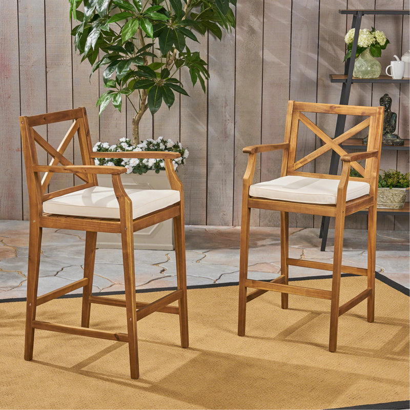 Perla Barstool, Beige Cushion/Brown Frame