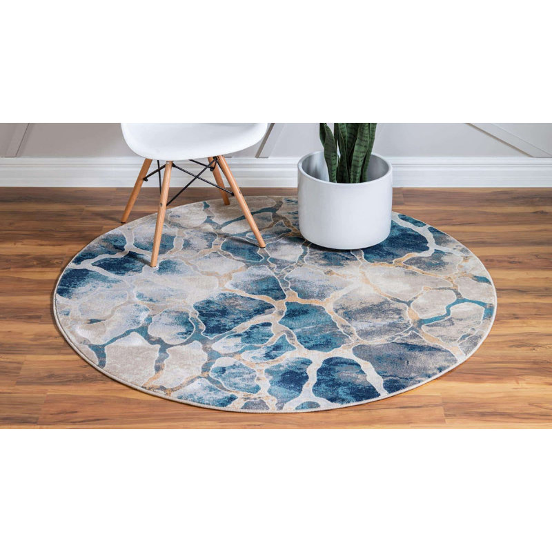 Tapis rond rond Ikat