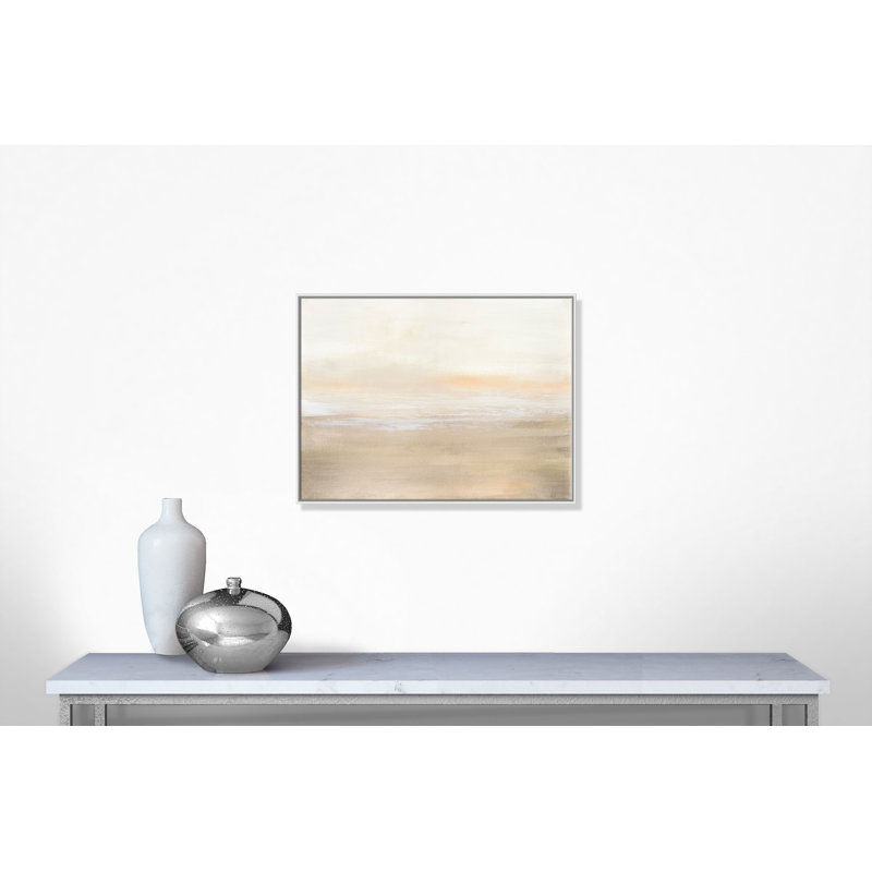 Willadeene Morning Calm - cadre flottant, peinture sur toile, Blanc / Blanc, H 30 po x l 40 po x P 2 po