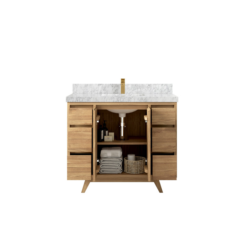 42'' Single Bathroom Vanity with Top, Carrara Marble