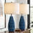 24.75" Modern Ceramic Table lamp, Blue Embossed Bedside Lamp Table Lamps for Living Room Bedroom