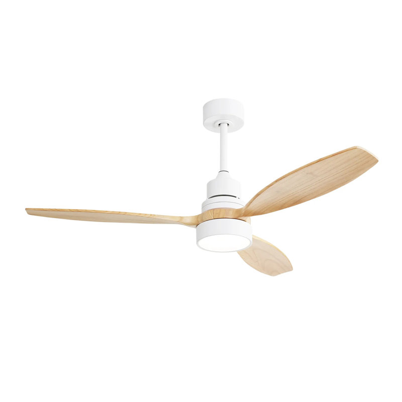 Ventilateur de plafond à pales en bois 52 lumières DEL 52 pouces avec ensemble d'éclairage et télécommande 6 vitesses