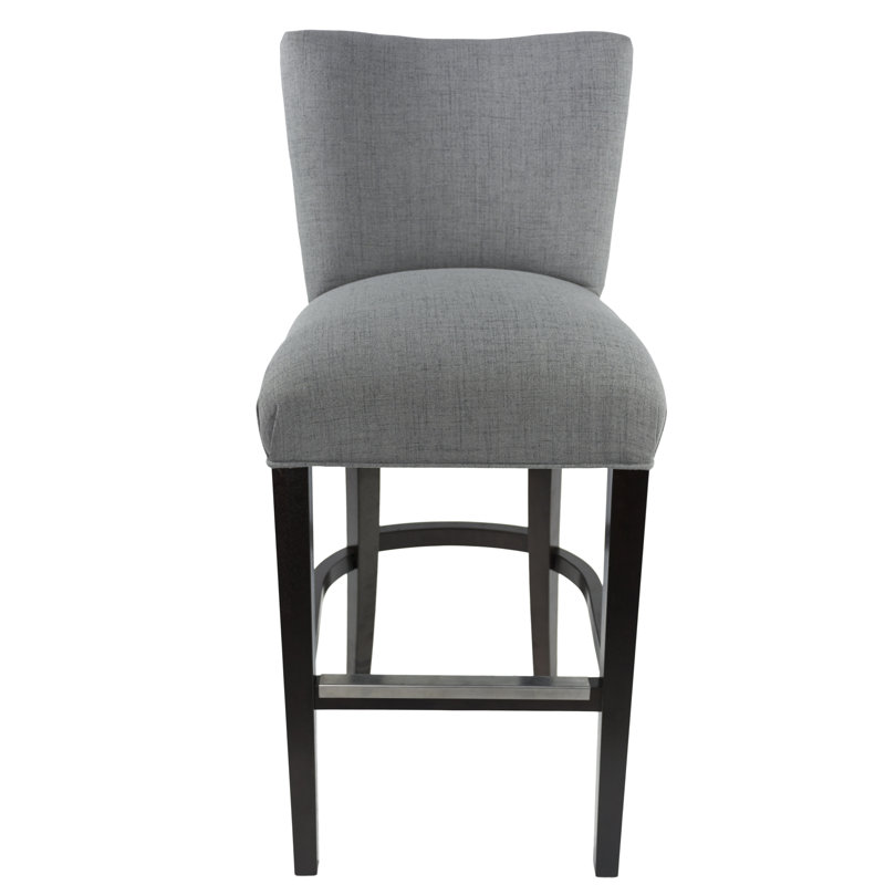 Upholstered Counter Stool with Solid Wood Frame, Metal