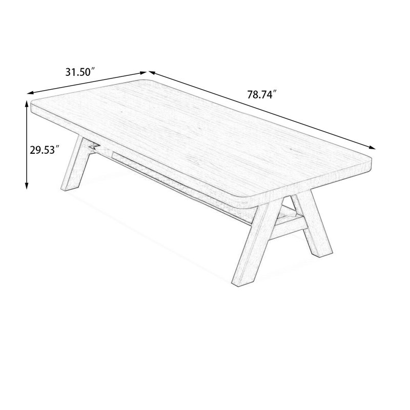 Bureau rectangulaire en bois massif brun noisette, H 29,53 po x l 78,74 po x P 31,5 po