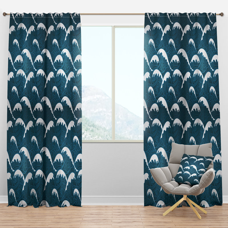 Panneau de rideau simple semi-diaphane avec passe-tringle Waves, l 52 po x L 95 po