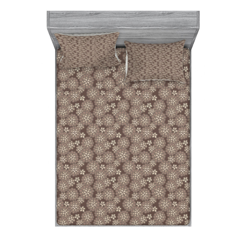 Microfiber Floral Sheet Set, Full Sheet Set with Fitted Sheet