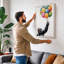 Chimpanzee and Balloons Modern 1 Piece Wrapped Canvas Wall Art-776464902-776464897