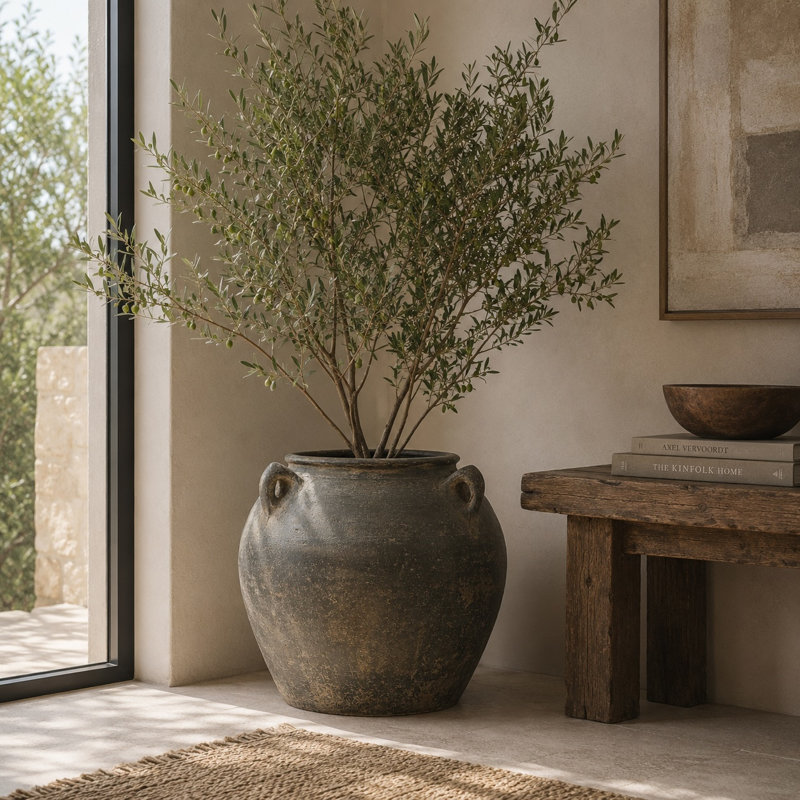 Vase de plancher en céramique Edmeston, H 10,63 po x l 14,17 po x P 14,17 po