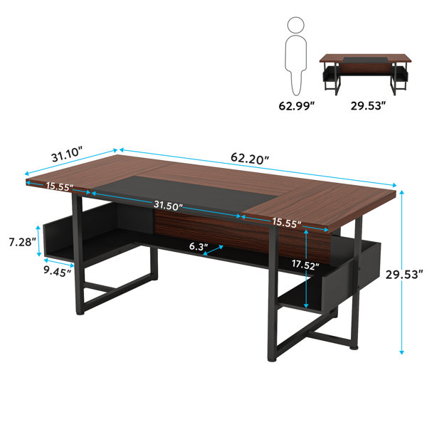 Cadynce 70.86'' Extra Long Executive Computer Desk with Curved Design Ebern Designs