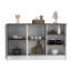 Îlot de cuisine deux armoires, trois tablettes ouvertes, blanc / brun foncé