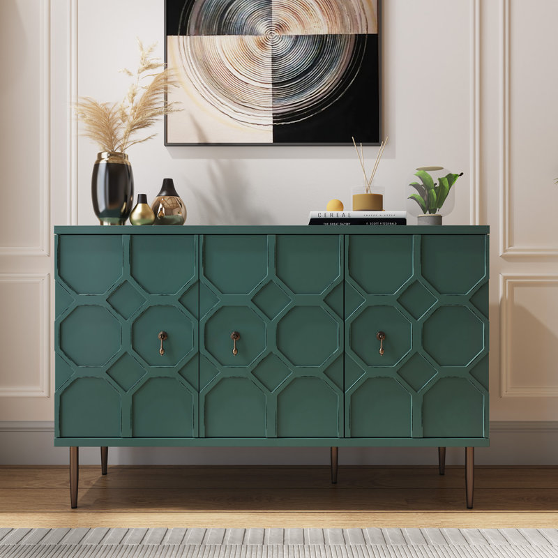 Modern Freestanding Storage Accent Cabinet with 3-Doors Sideboard Buffet for Living Room, Dining Room, Bedroom, and Entryway