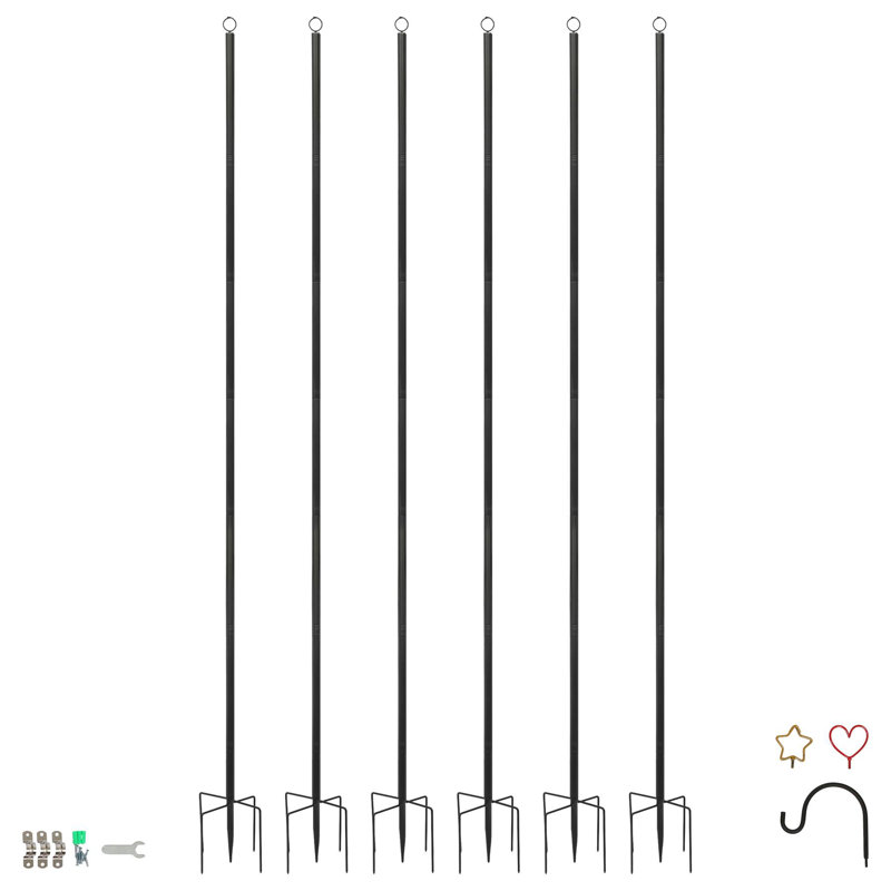 Harbour Housewares Outdoor Festoon Poles with Interchangeable Heads - 0.6-2.5m Tall, 6