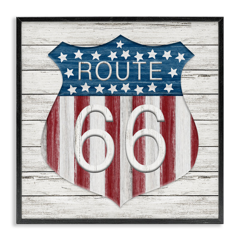 «Stupell Industries Rustic Route 66», art de la giclée encadrée par Natalie Carpentieri, Giclée encadrée noir minuit