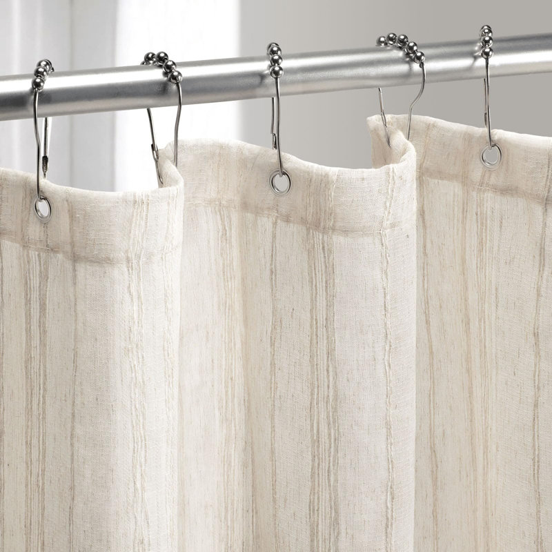 Cream Linen Sheer Fabric Shower Curtain 72" x 72"