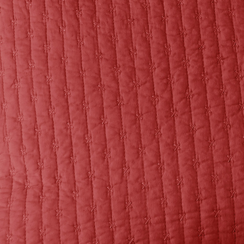Cross Stitch Red Cotton Solid Colour Quilt