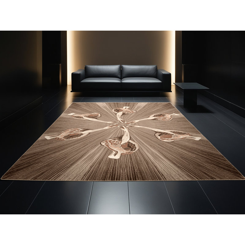 Machine Washable Olney Lamb Chops Posh & Luxe Solid Color Rug in Brown – Beige Binding, 3x5