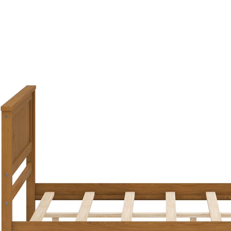 Base de lit plateforme avec tête de lit Nicanora, support à lattes de bois, Double